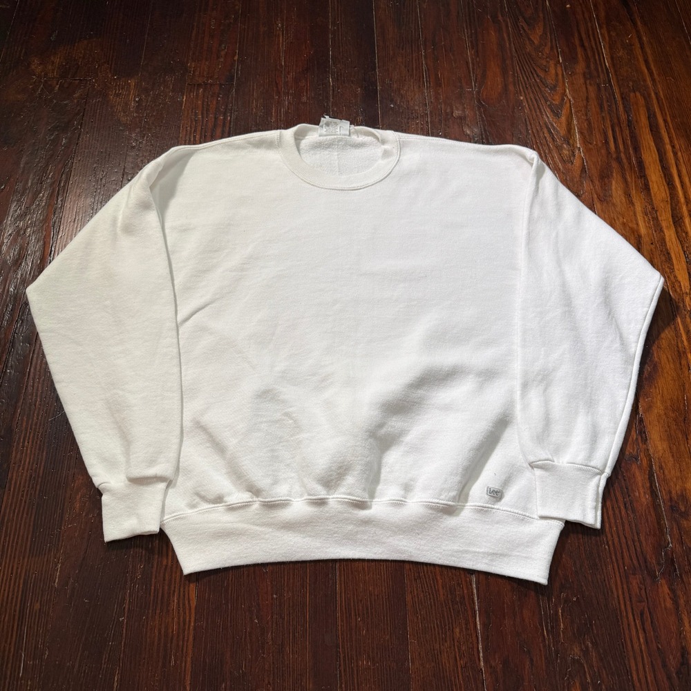 Vintage 90s Lee Sweatshirt Mens 2XL White Heavyweight Blank Made in USA
